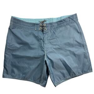 Birdwell Slate Teal Flat Front Swim Shorts